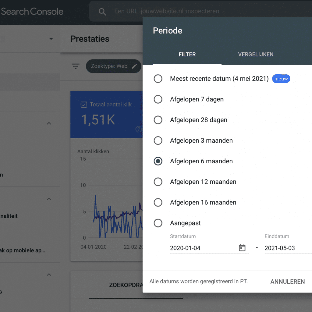 Google Search Console periode